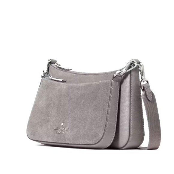 Kate Spade Womens Duet Hare Grey Suede Leather Small Crossbody New - Picture 2 of 11